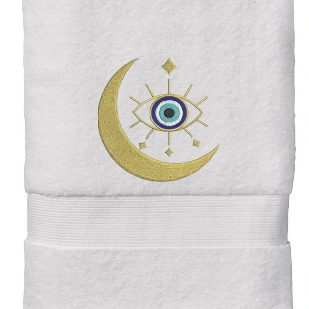 Hand Evil Eye Embroidered Hand towel Pick one New Made to order Black